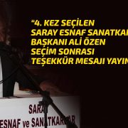 Başkan Ali ÖZEN Teşekkür Mesajı